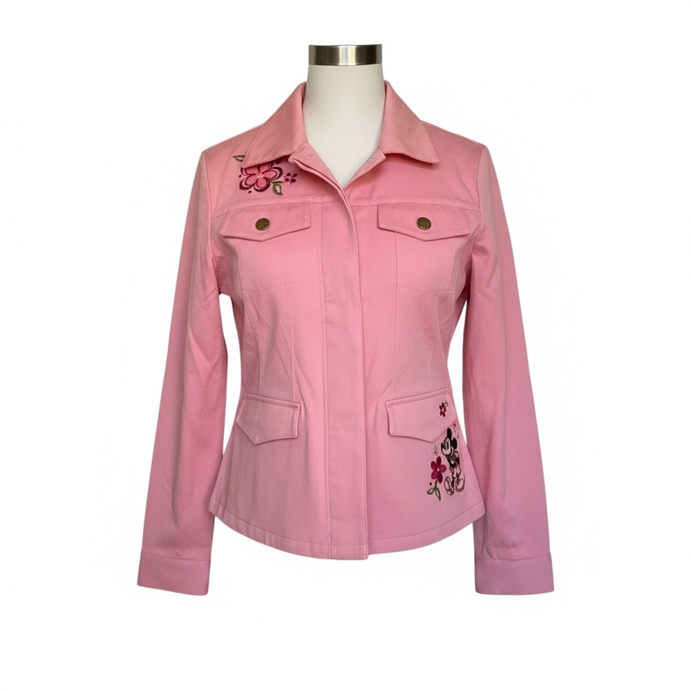 Walt Disney Shopping Minnie Pink embroidered Denim Mouse Jacket Womans Size S‎